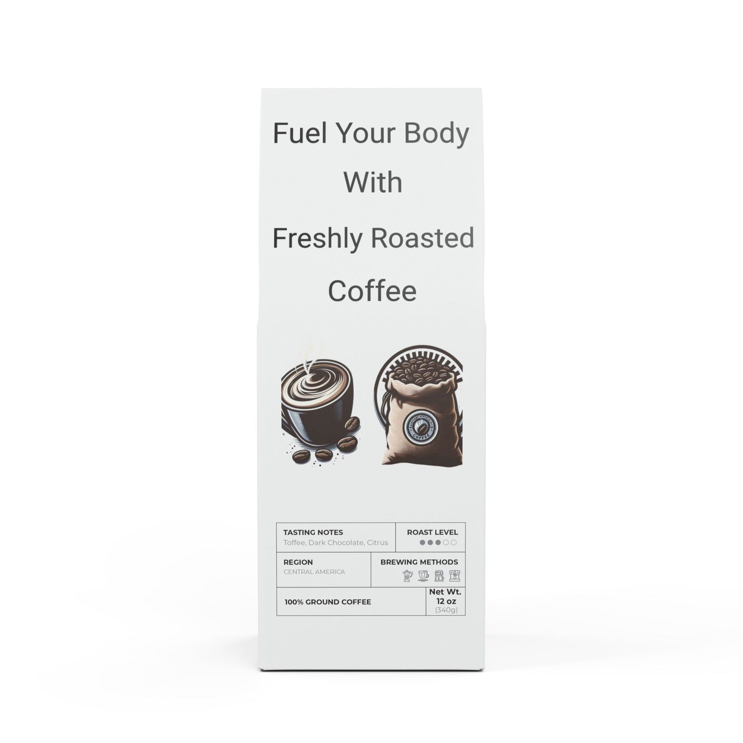 Indulge in the perfectly balanced, smooth, and bold taste of Fuel Your Body Coffee Blend (Medium Roast) ☕. This premium medium roast features rich chocolate, toasted almond, and vanilla notes. It is crafted for all-day energy and a clean, non-bitter finish. It is ideal for drip coffee, cold brew, or espresso lovers.